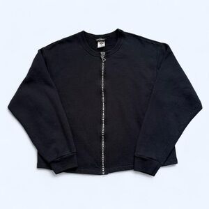 Vintage 1990s Get Lucky Brand Black Bejeweled Zip-Up Jacket L